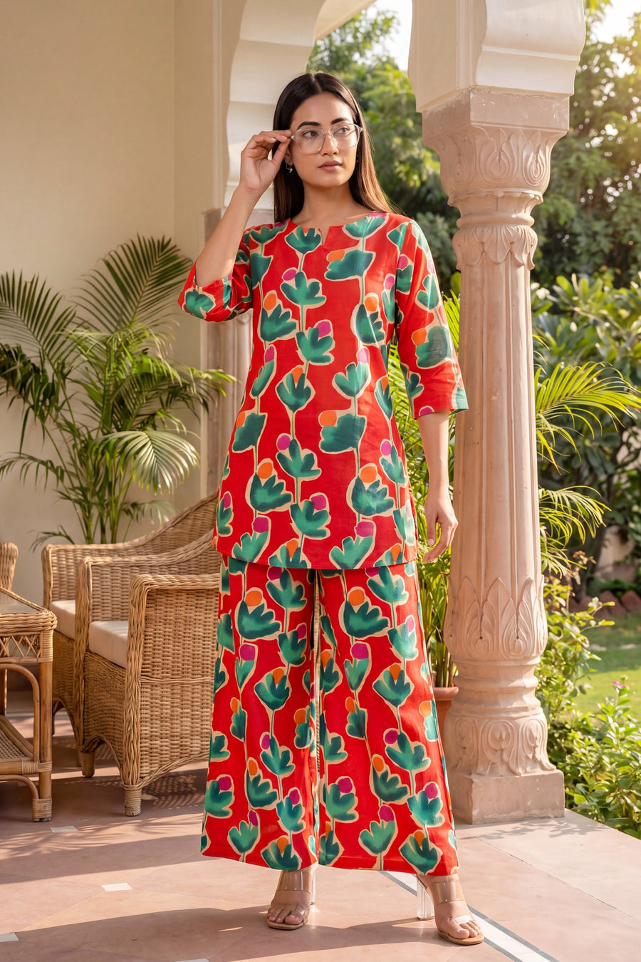 Crimson Petal Cotton Co-ord Set — image 5