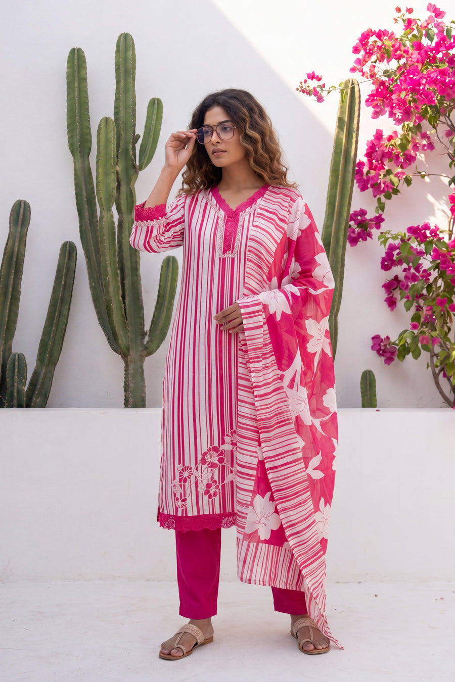 Amber Dusk Striped Floral Cotton Suit Set — image 10