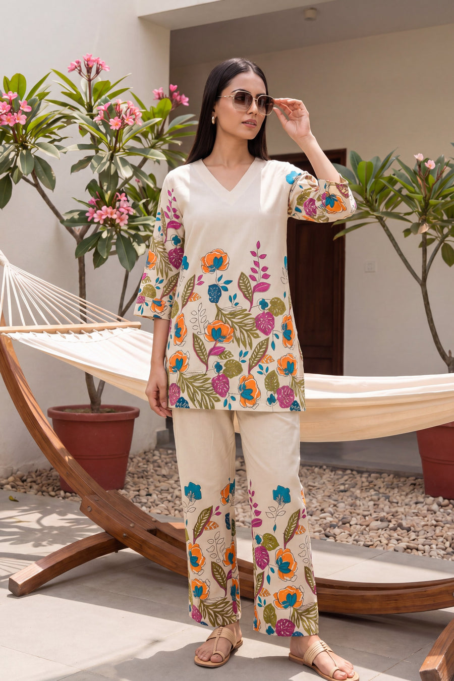 Papaya Grove Ivory Scattered Floral Cotton Co-ord Set — image 7