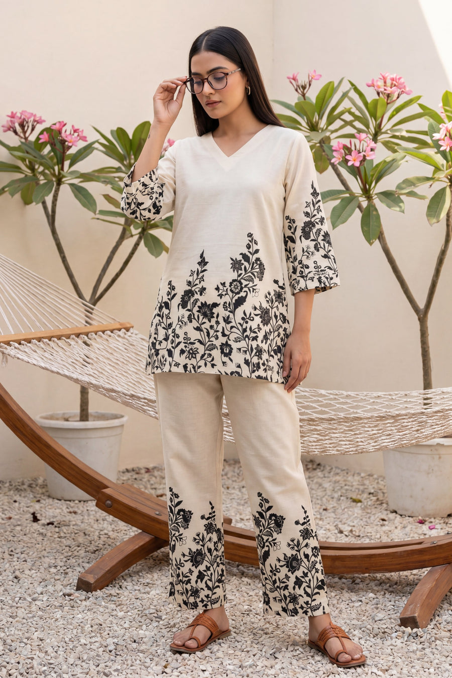 Trail Ivory Floral Embroidered Cotton Co-ord Set — image 6