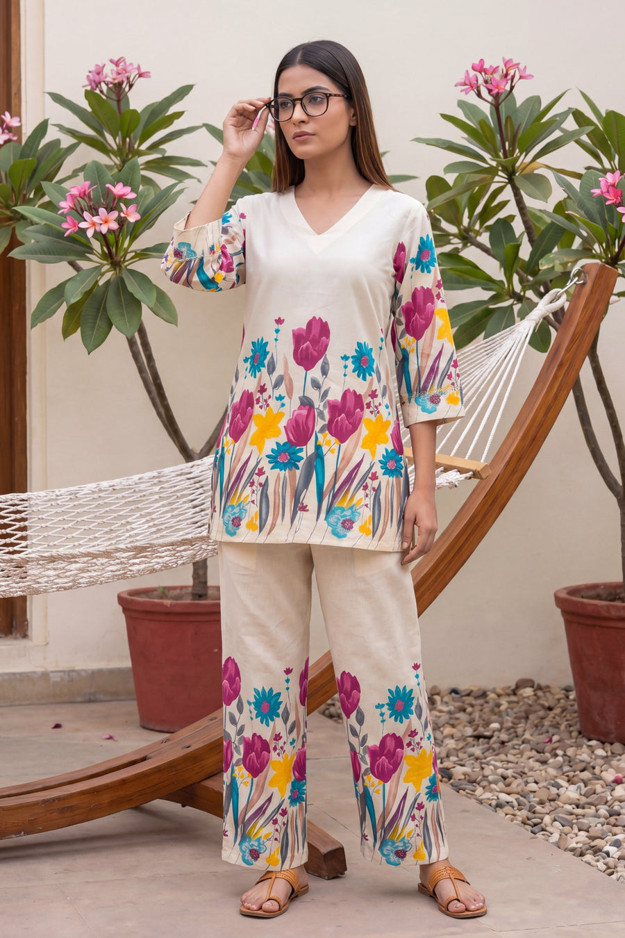 Tulip Garden Ivory Scattered Floral Cotton Co-ord Set — image 7