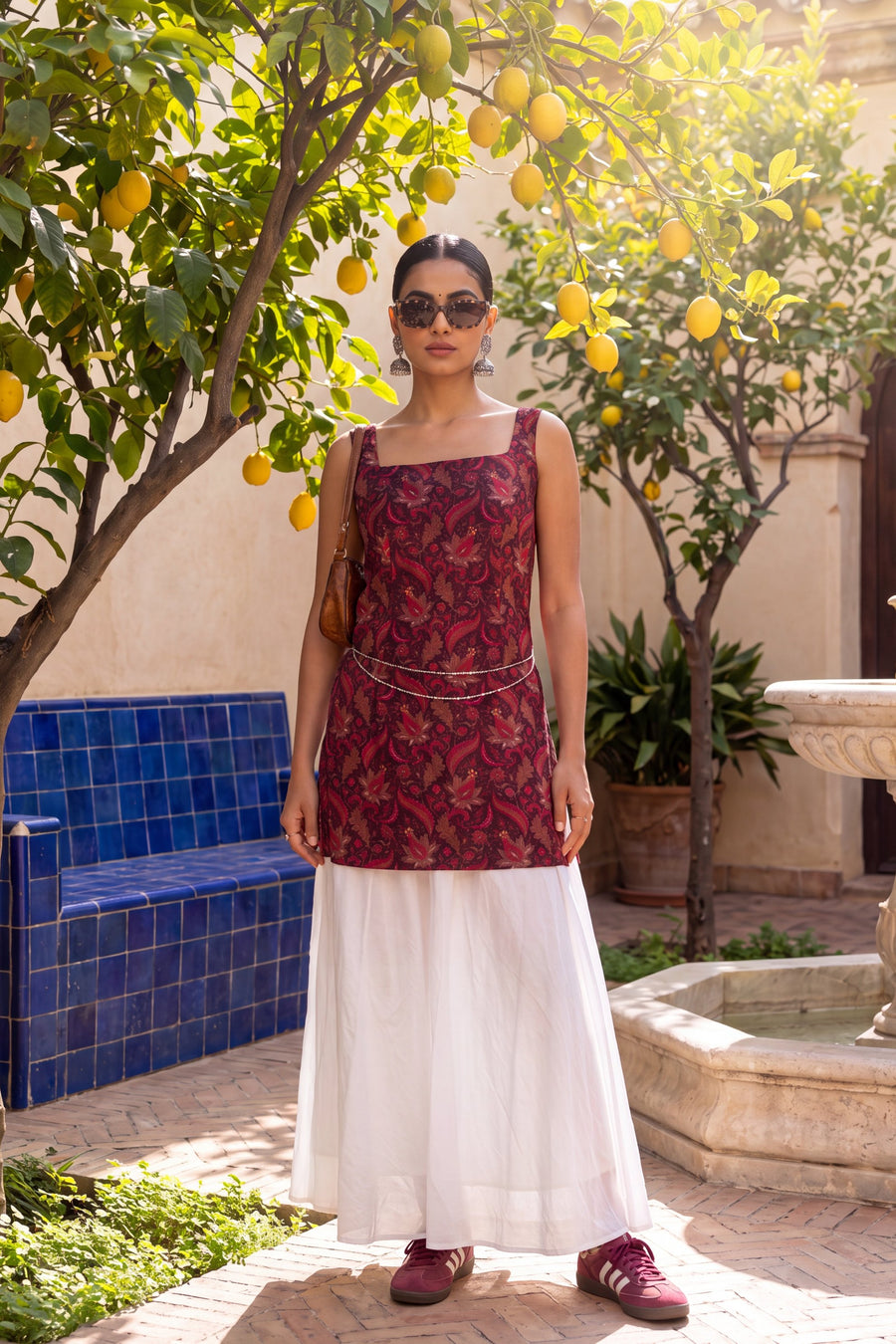 Mulberry Wine Square Neck Cotton Top — image 4