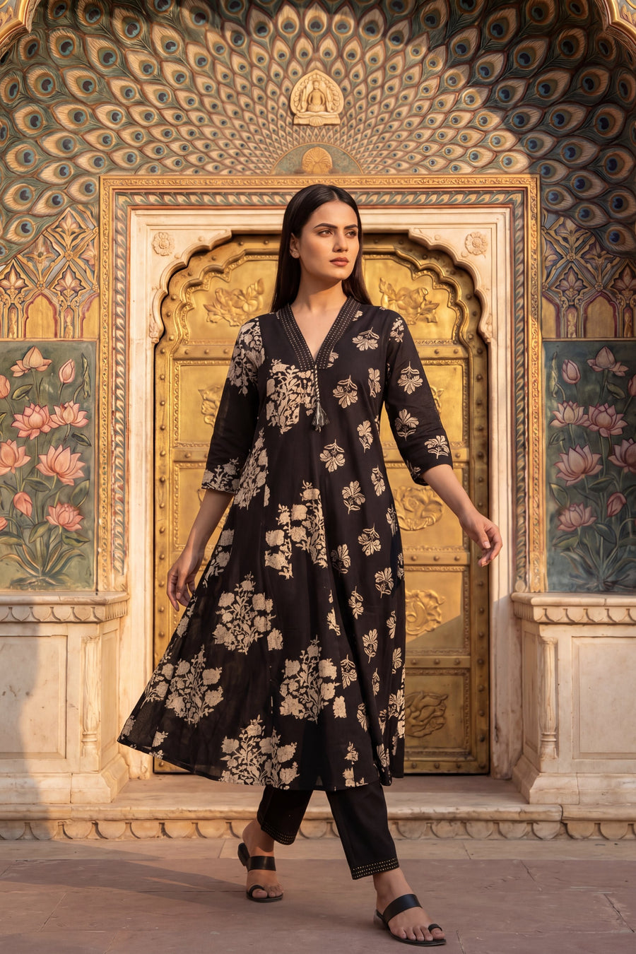 Amber Dabu Onyx Floral Cotton Suit Set — image 5