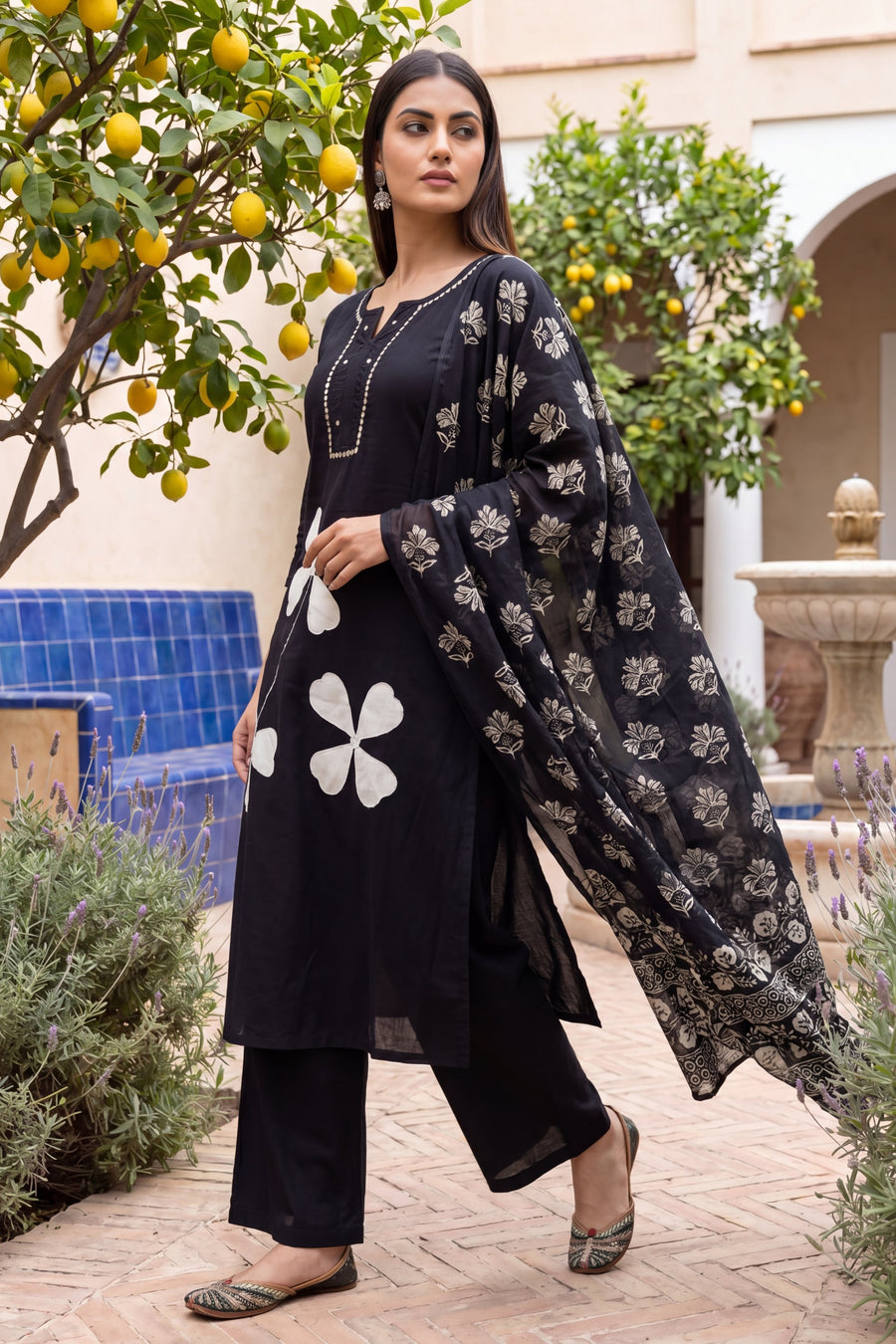 Onyx Shade Floral Embroidered Cotton Suit Set — image 4