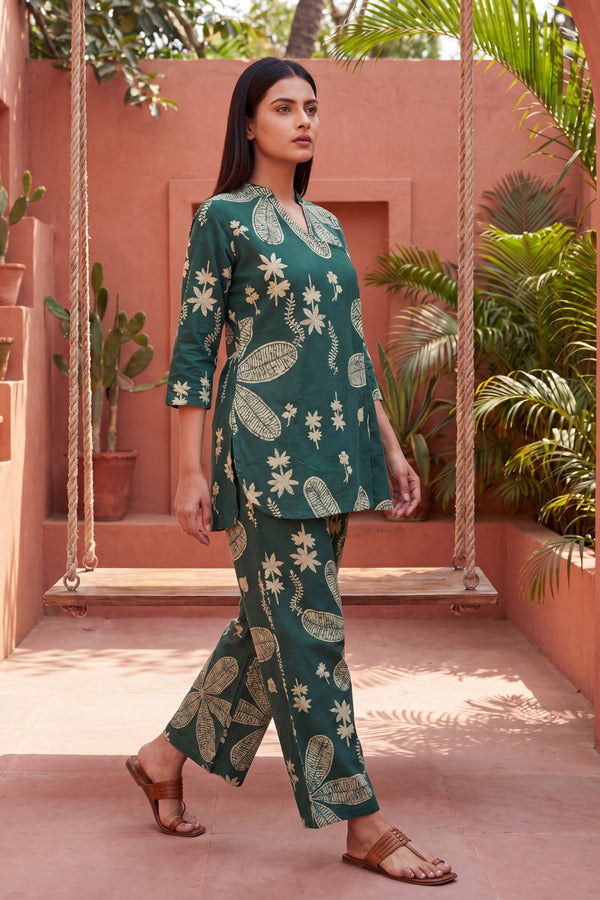 Grove Forest Green Floral Cotton Co-ord Set