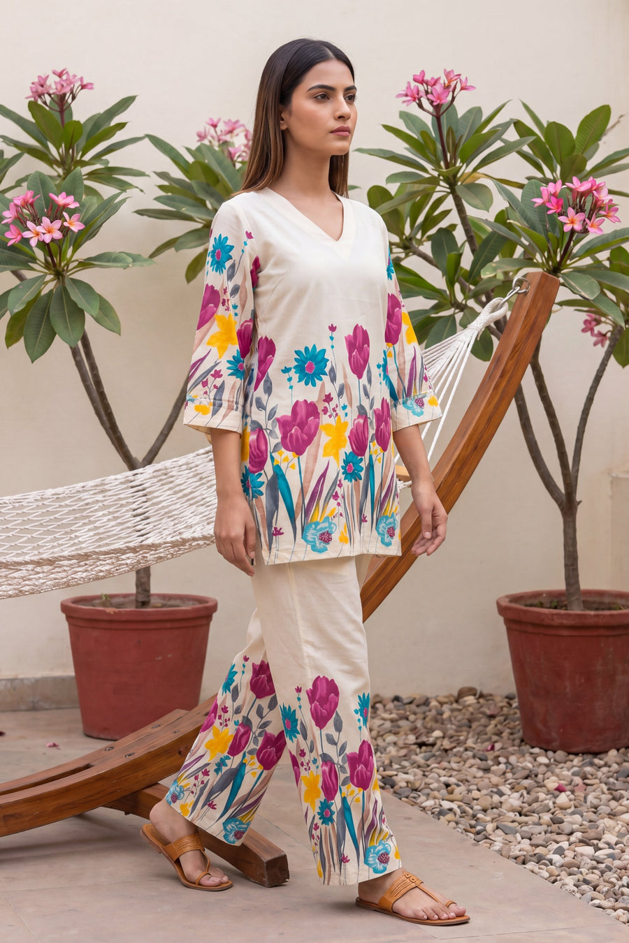 Tulip Garden Ivory Scattered Floral Cotton Co-ord Set — image 6