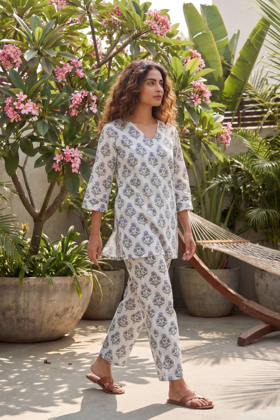 Minimalist Flora White Cotton Co-ord Set — image 2