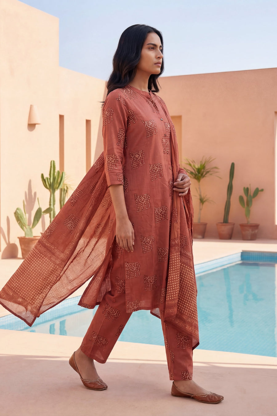 Sienna Folk Sovereign Elephant Cotton Dupatta Set — image 7