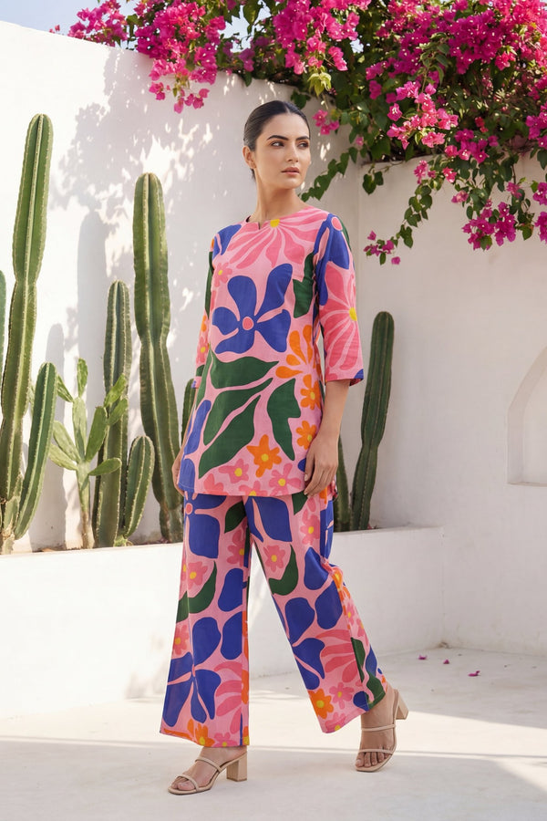 Petal Pop Pink Floral Cotton Co-ord Set