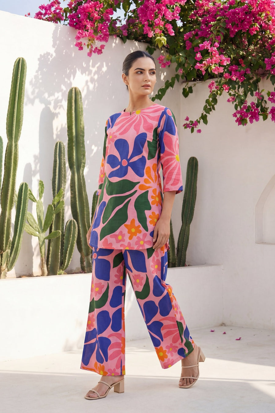 Petal Pop Pink Floral Cotton Co-ord Set — image 3