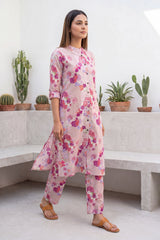 Petal Whisper Pink Mandarin Cotton Co-ord Set