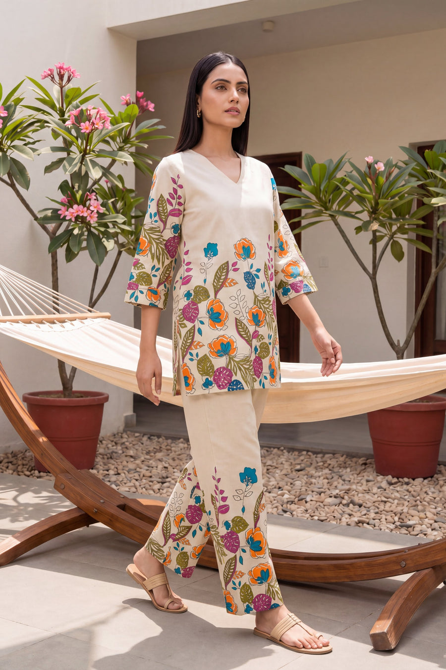Papaya Grove Ivory Scattered Floral Cotton Co-ord Set — image 6