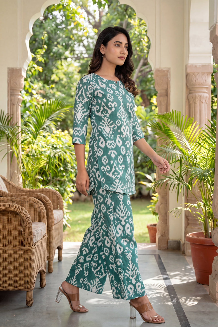 Verdant Hues Abstract Cotton Co-ord Set — image 9