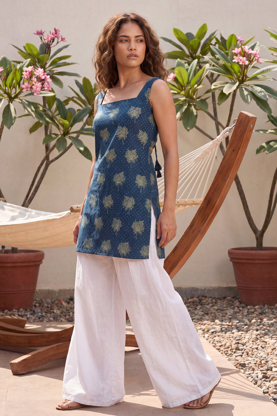 Royal Reverie Blue Square Neck Cotton Top — image 7