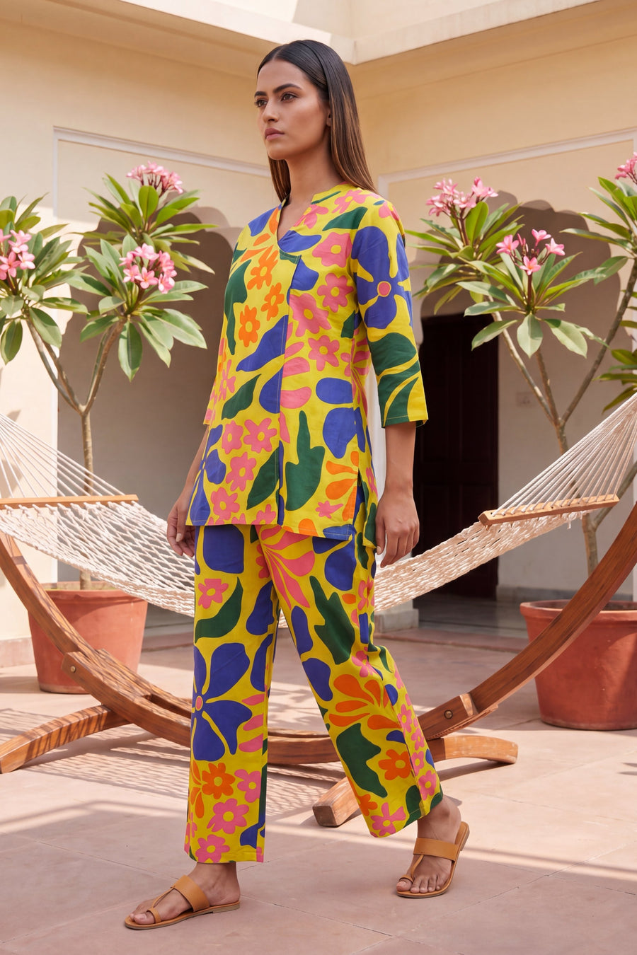 Dusk Saffron Tropical Floral Cotton Co-ord Set — image 6