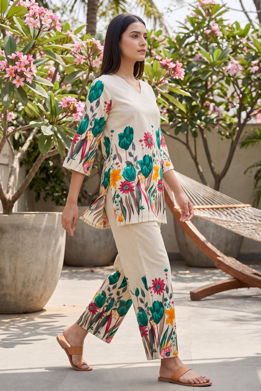Ivory Scattered Floral Cotton Co-ord Set — image 5