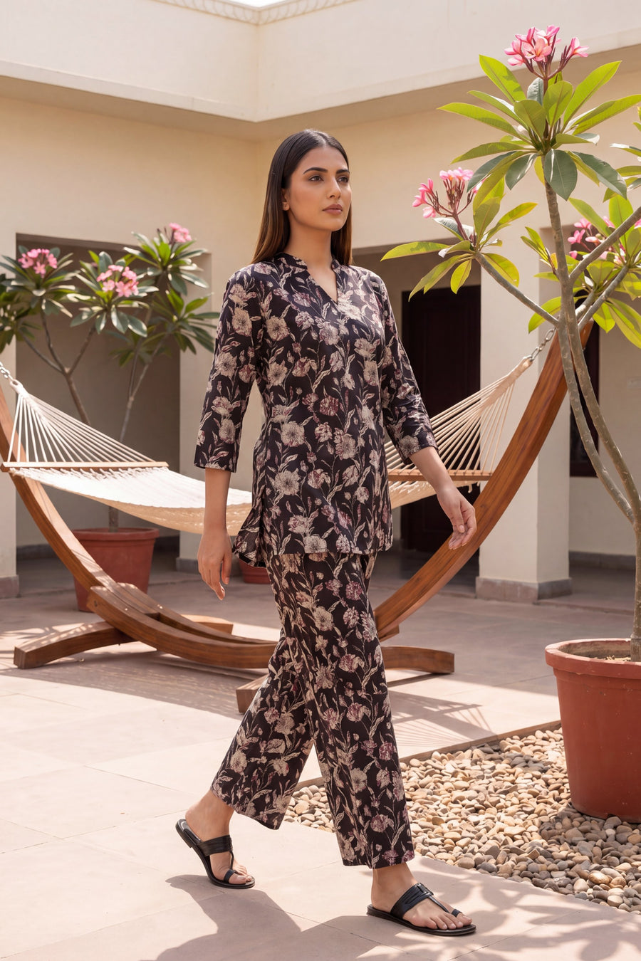 Nocturne Bloom Onyx Floral Cotton Co-ord Set — image 5