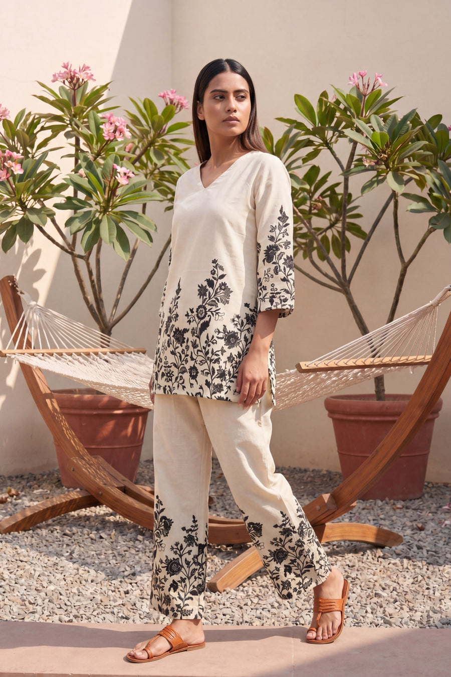 Trail Ivory Floral Embroidered Cotton Co-ord Set — image 5