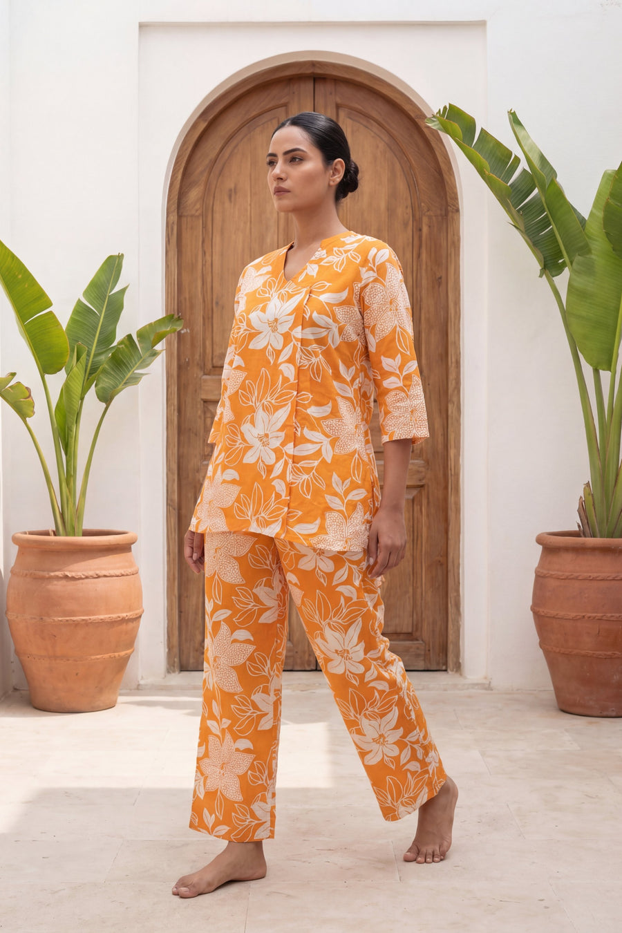 Saffron Blossom Orange Floral Cotton Co-ord Set — image 6