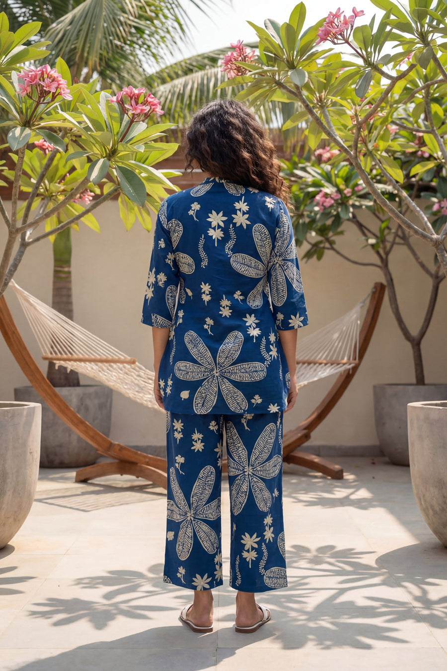 Garden Reverie Royal Blue Cotton Angrakha Co-ord Set — image 5
