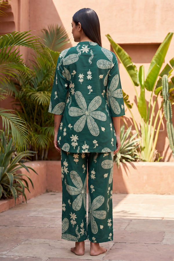 Grove Forest Green Floral Cotton Co-ord Set