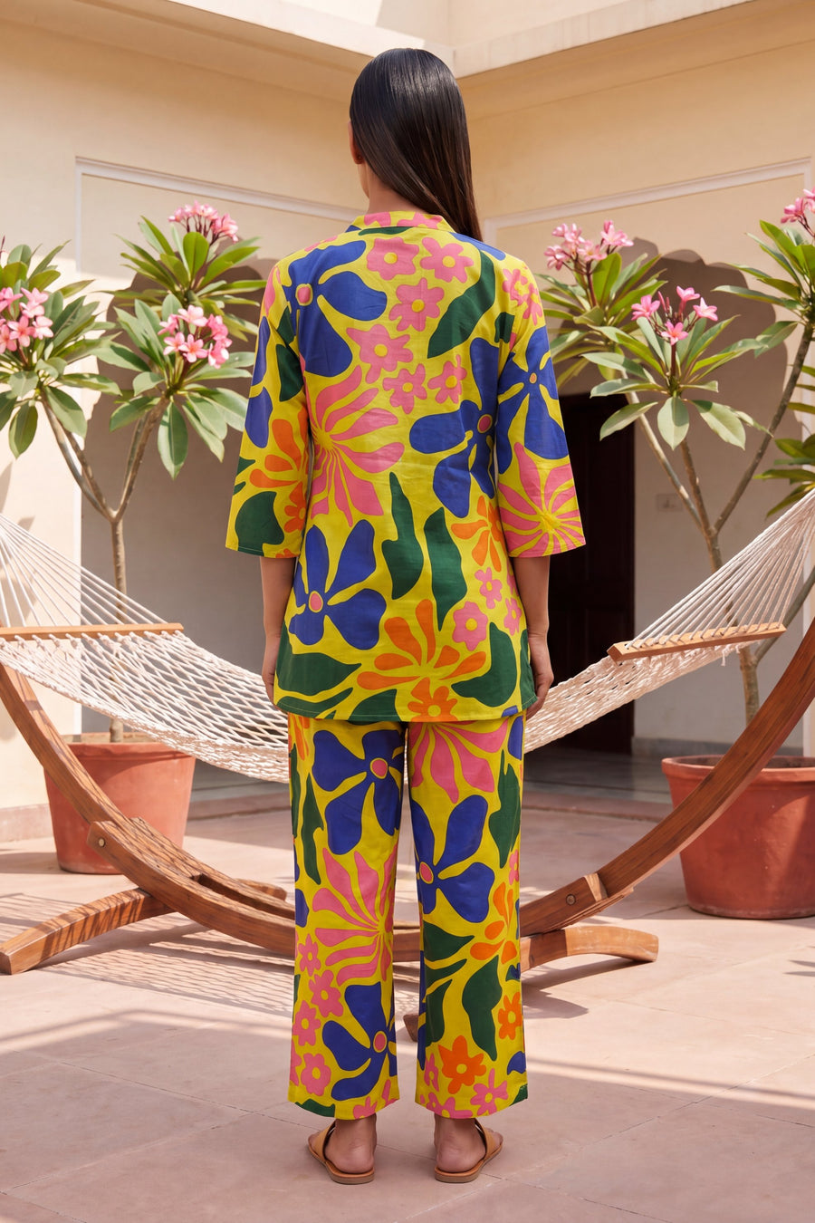 Dusk Saffron Tropical Floral Cotton Co-ord Set — image 14