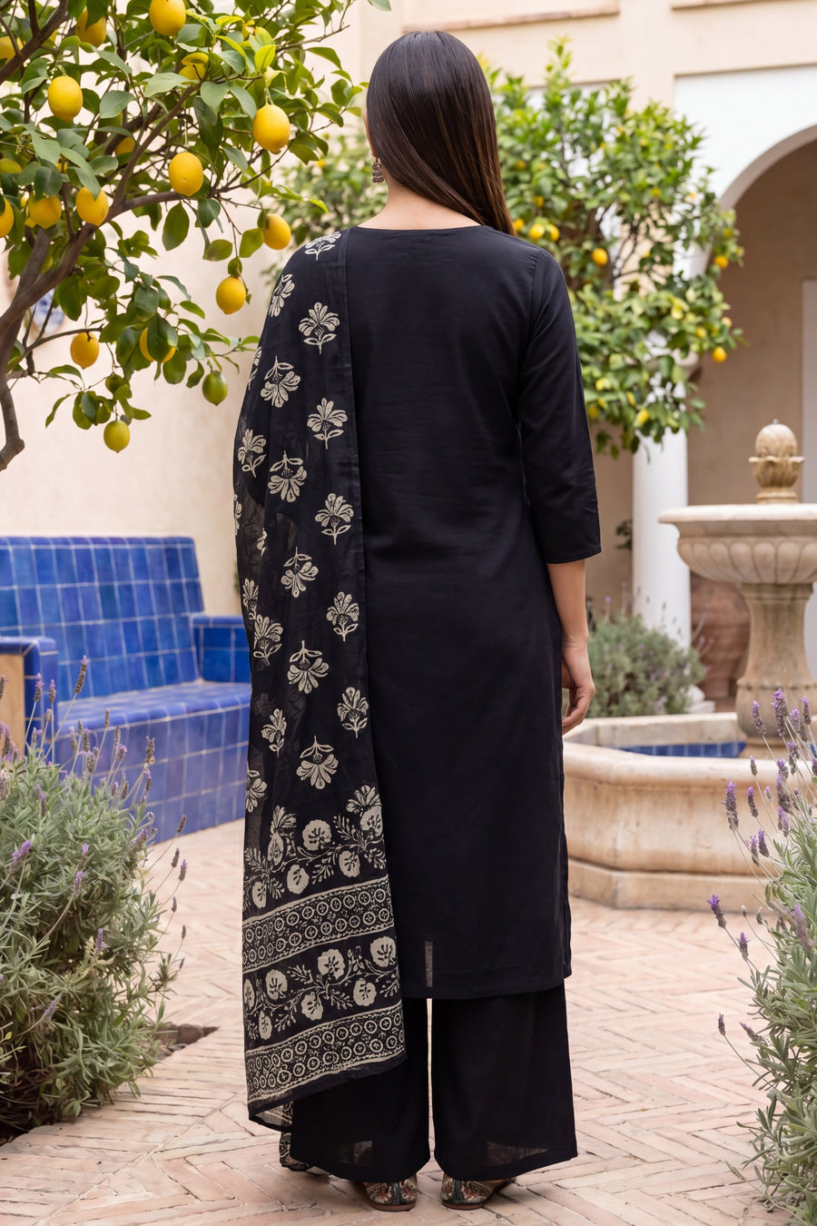 Onyx Shade Floral Embroidered Cotton Suit Set — image 8
