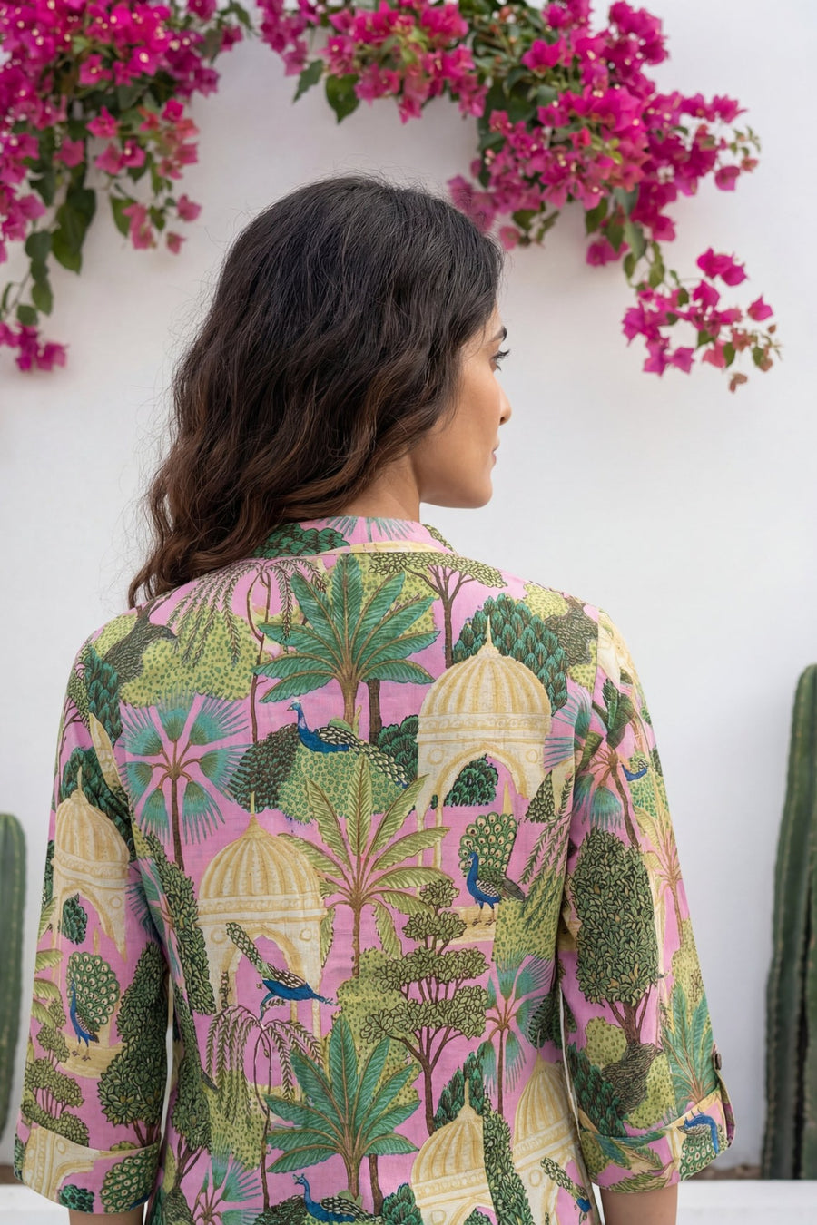 Peacock Palace Pink Tropical Cotton Co-ord Set — image 5