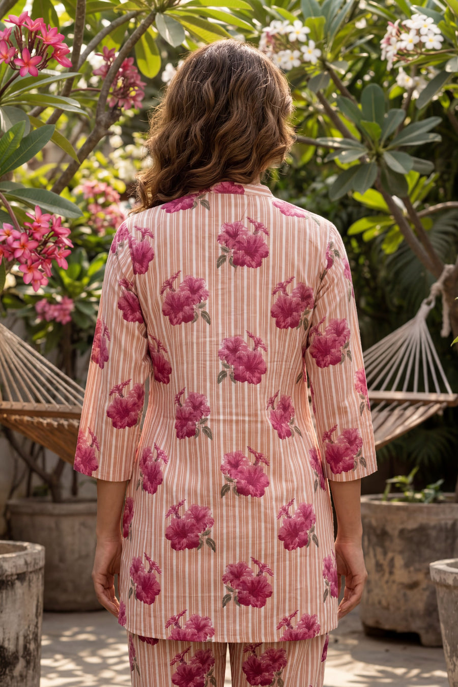 Blossom Stripe Peach Cotton Co-ord Set — image 11