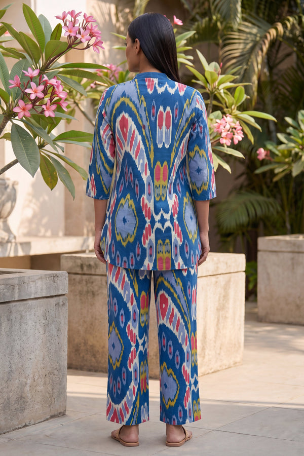 Abstract Whisper Cobalt Ikat Co-ord Set