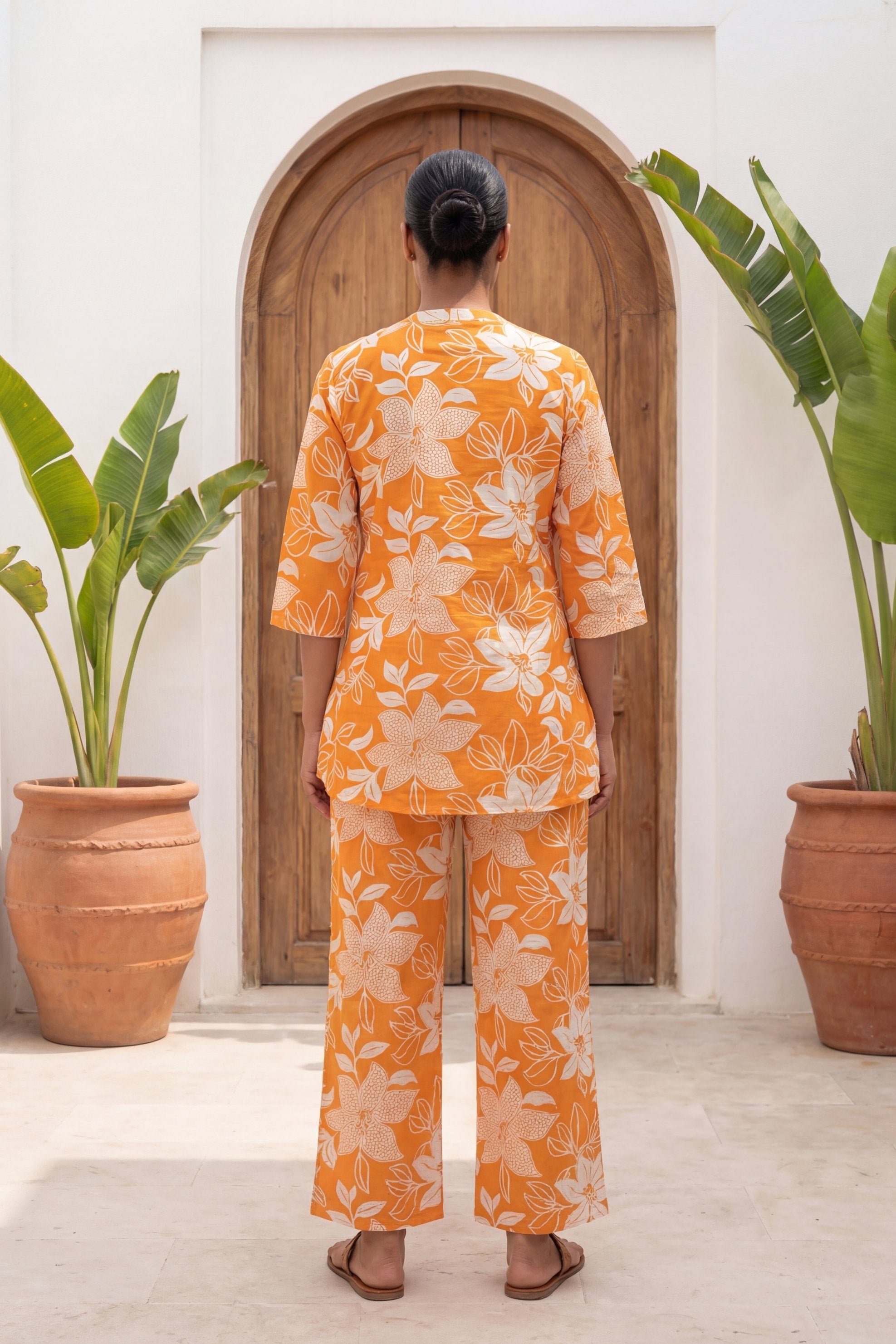 Saffron Blossom Orange Floral Cotton Co-ord Set | Me&My