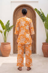 Saffron Blossom Orange Floral Cotton Co-ord Set | Me&My