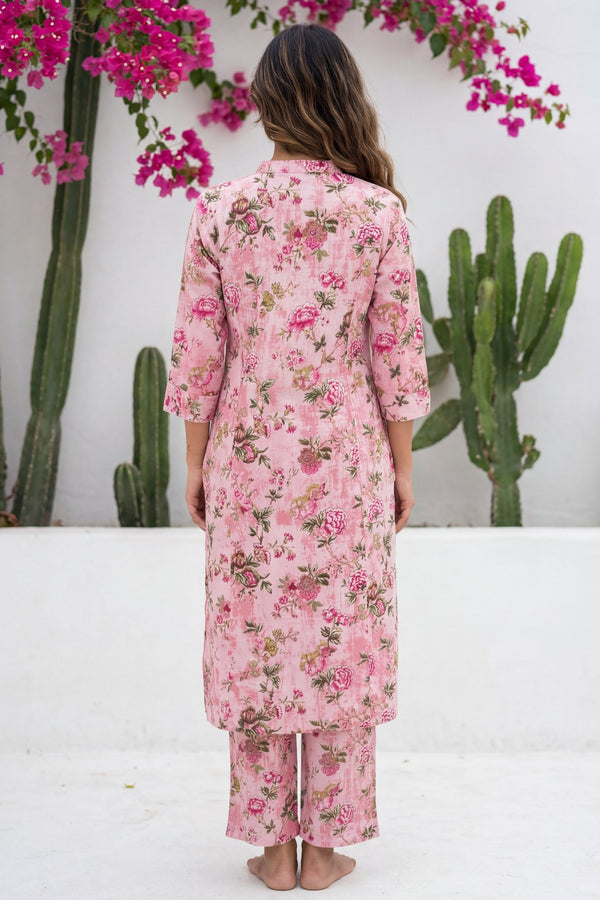 Pink Peony Garden Floral Cotton Co-ord Set