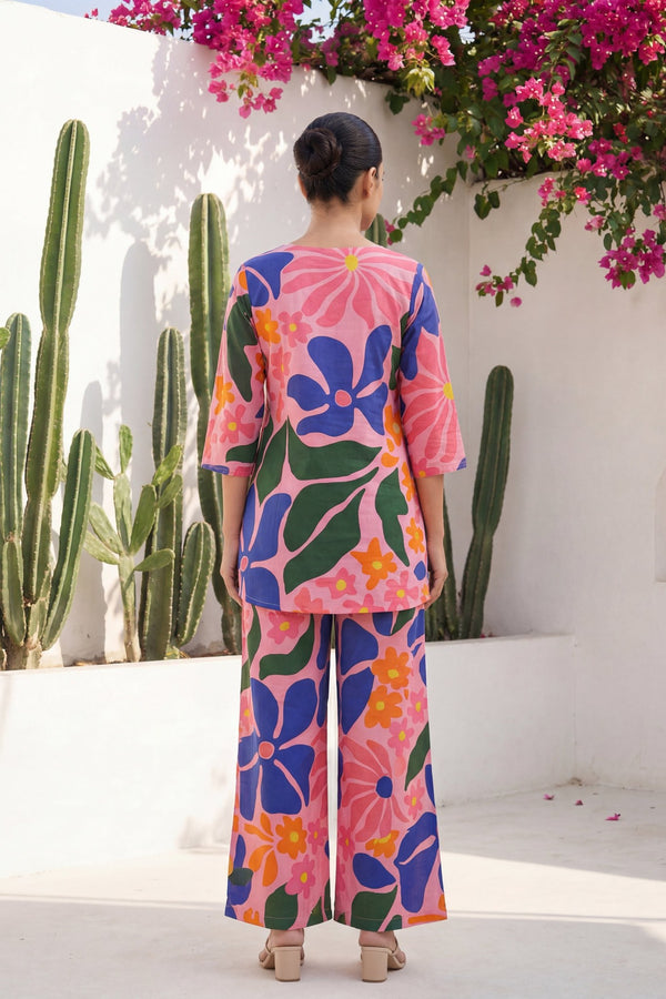 Petal Pop Pink Floral Cotton Co-ord Set