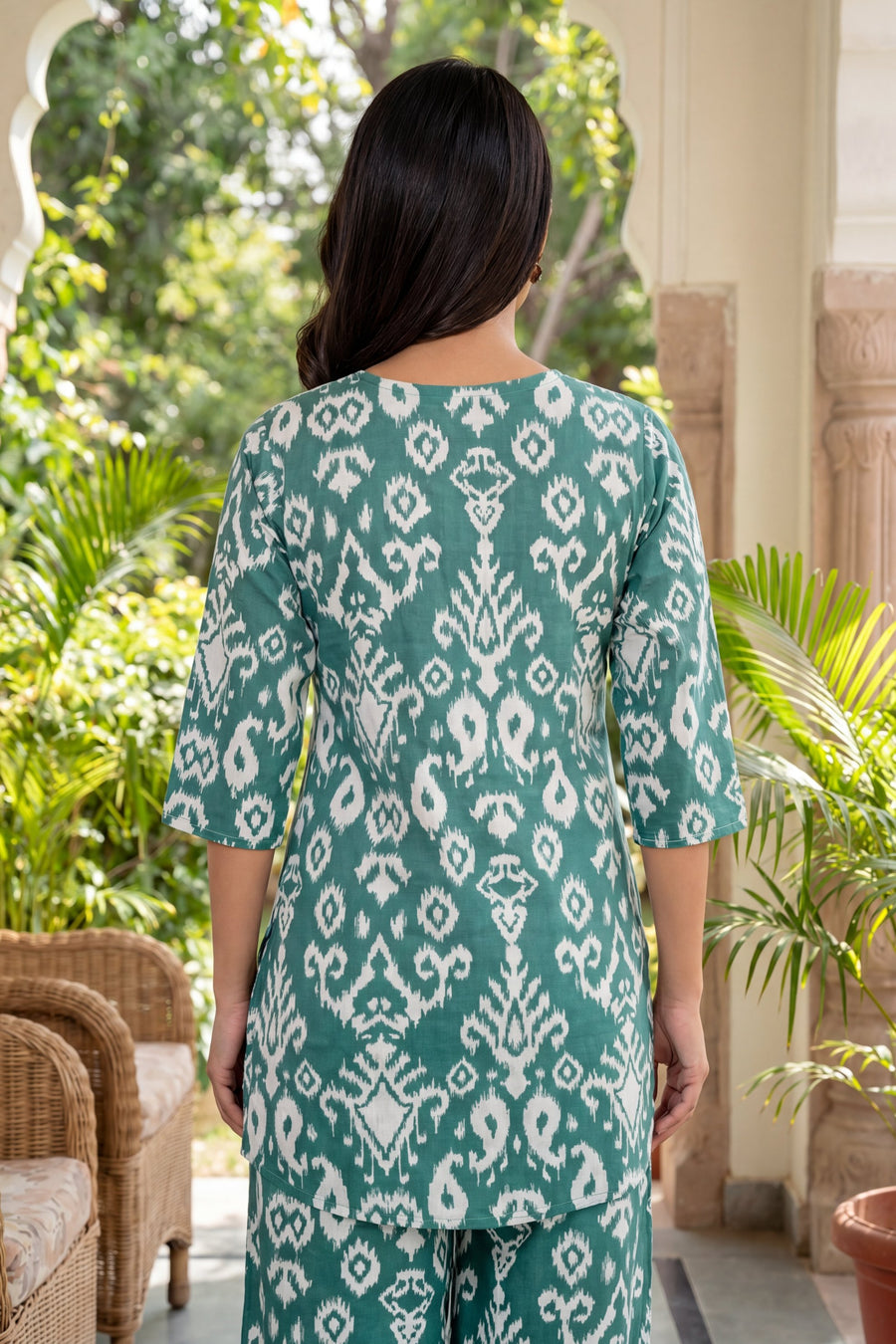 Verdant Hues Abstract Cotton Co-ord Set — image 7