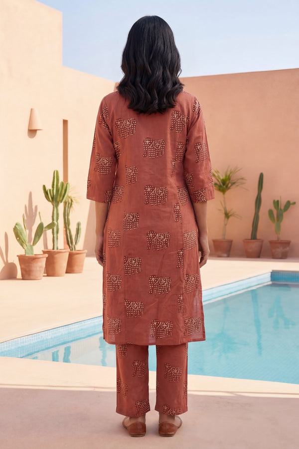 Sienna Folk Sovereign Elephant Cotton Dupatta Set