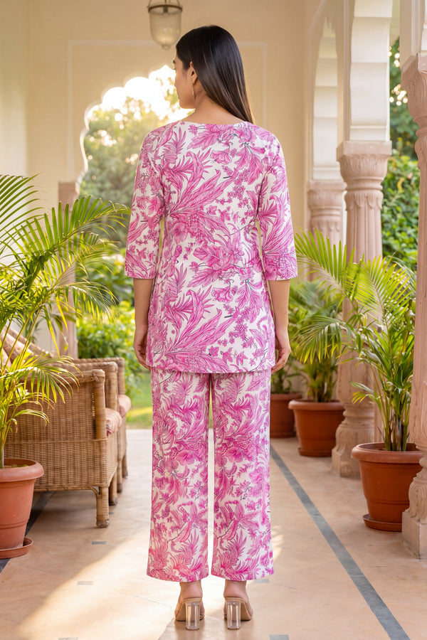 Pink Cotton Botanical Co-ord Set