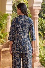 Midnight Reverie Navy Anghrakha Cotton Co-ord Set