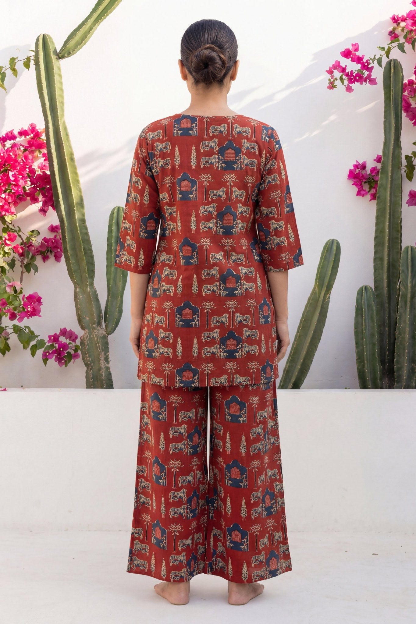 Pichwai Heritage Rust Cotton Co-ord Set