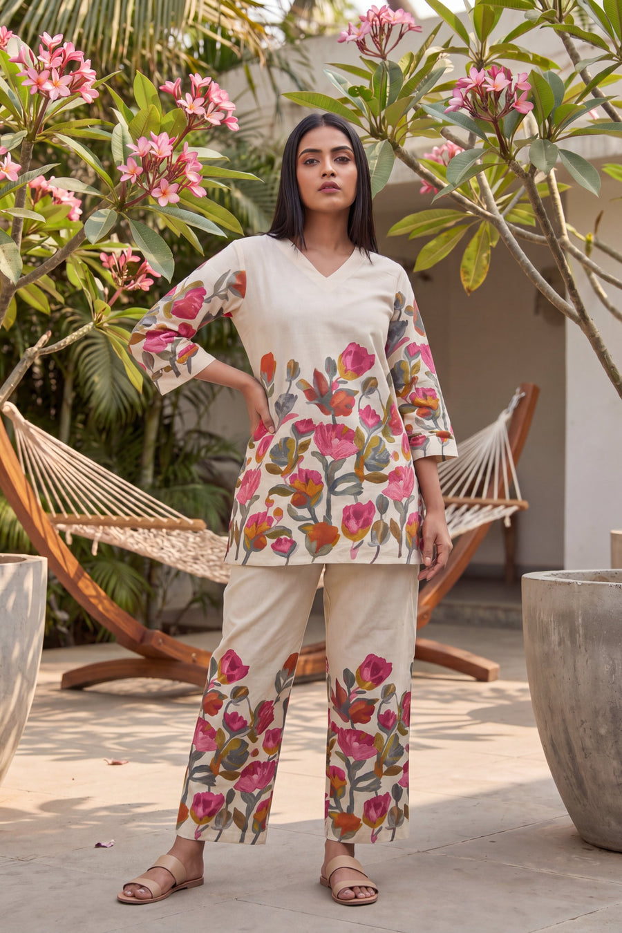 Tulip Cascade Ivory Floral Cotton Co-ord Set — image 9
