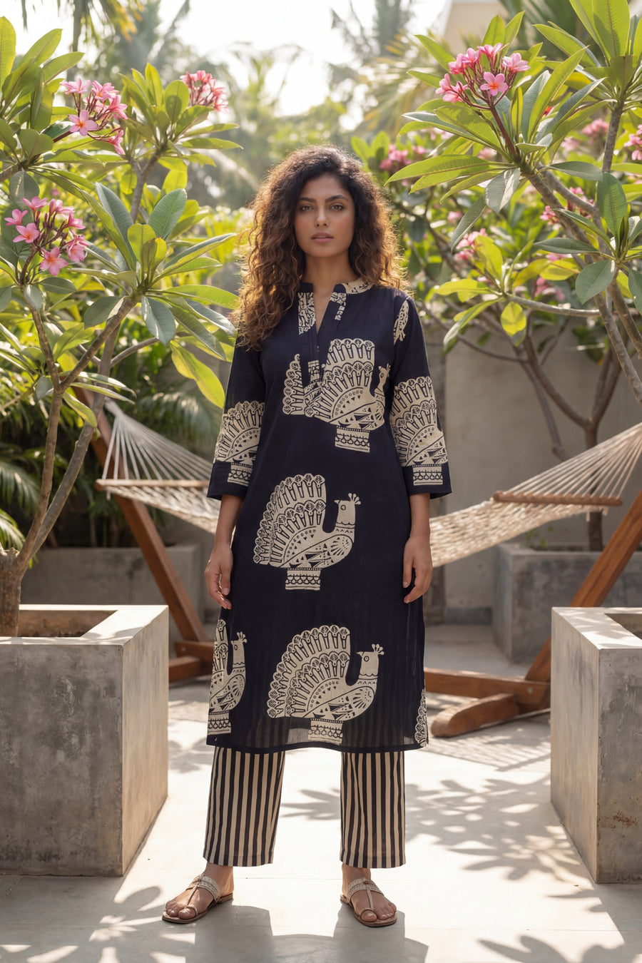 Peacock Elegance Black Cotton Co-ord Set — image 6