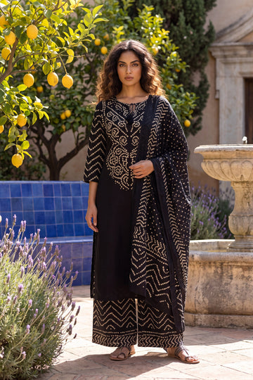 Onyx Market Black Cotton Suit Set