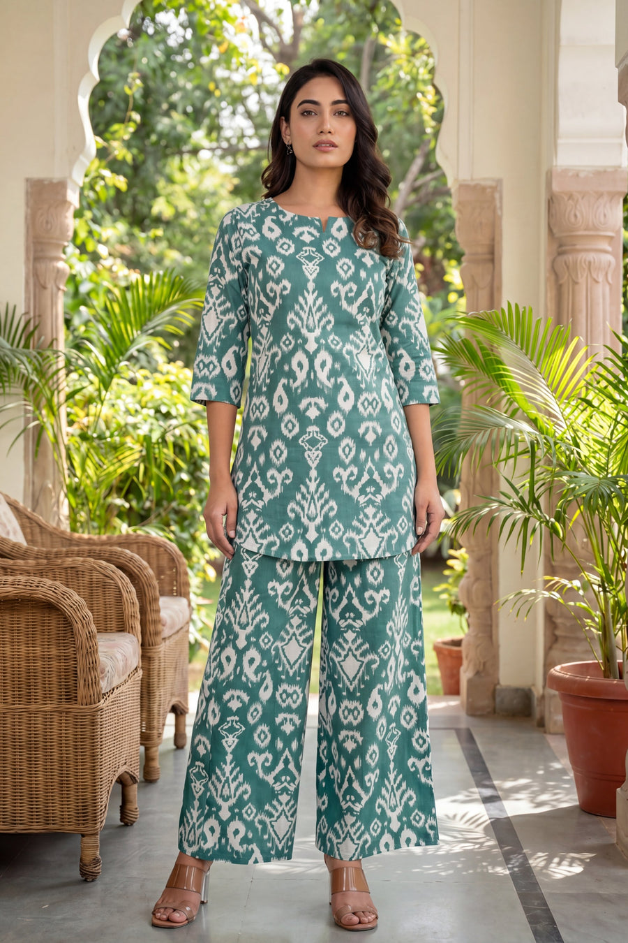 Verdant Hues Abstract Cotton Co-ord Set — image 10