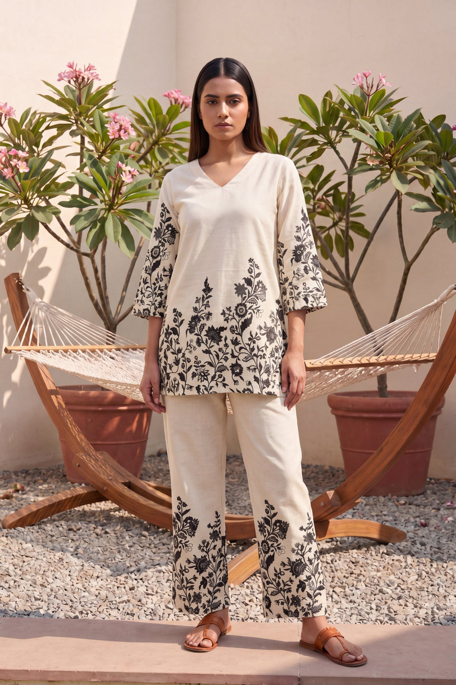 Trail Ivory Floral Embroidered Cotton Co-ord Set — image 8