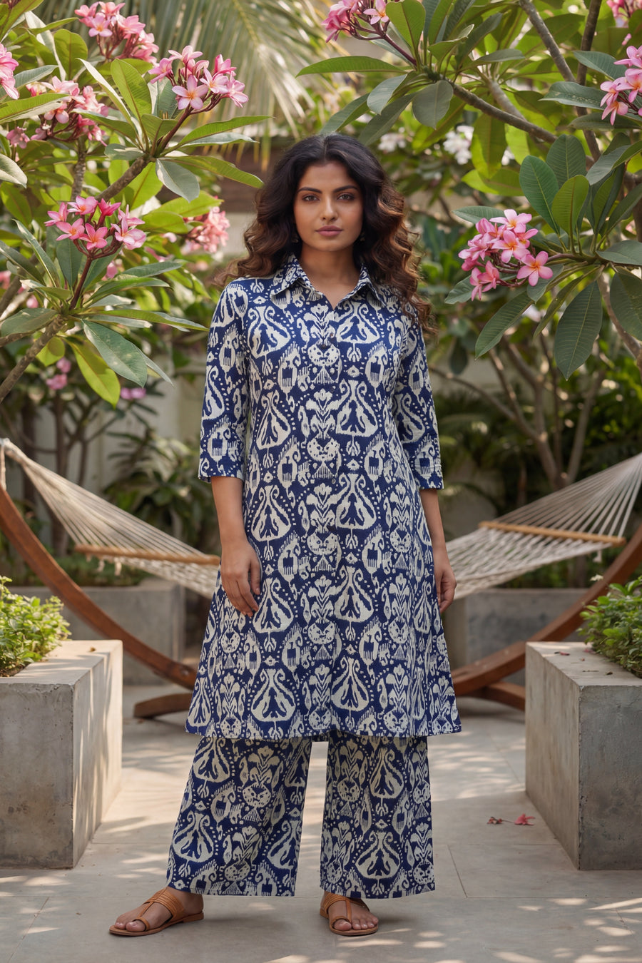 Indigo Damask Navy Cotton Co-ord Set — image 6