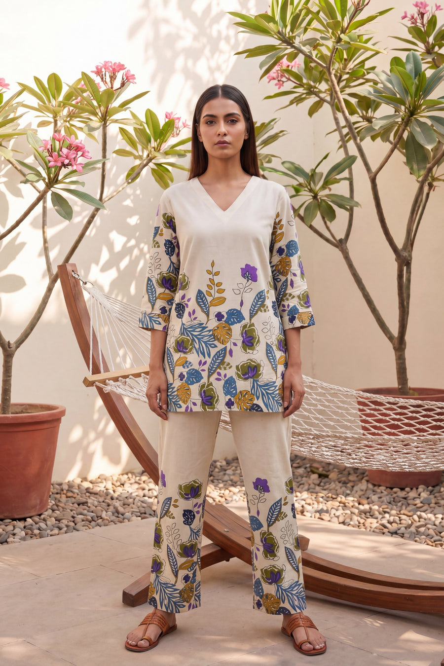 Blush Petal Drift Floral Cotton Suit Set — image 8
