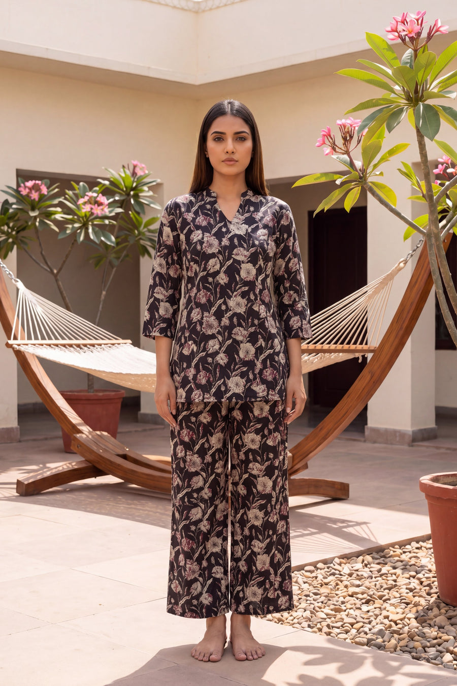 Nocturne Bloom Onyx Floral Cotton Co-ord Set — image 7