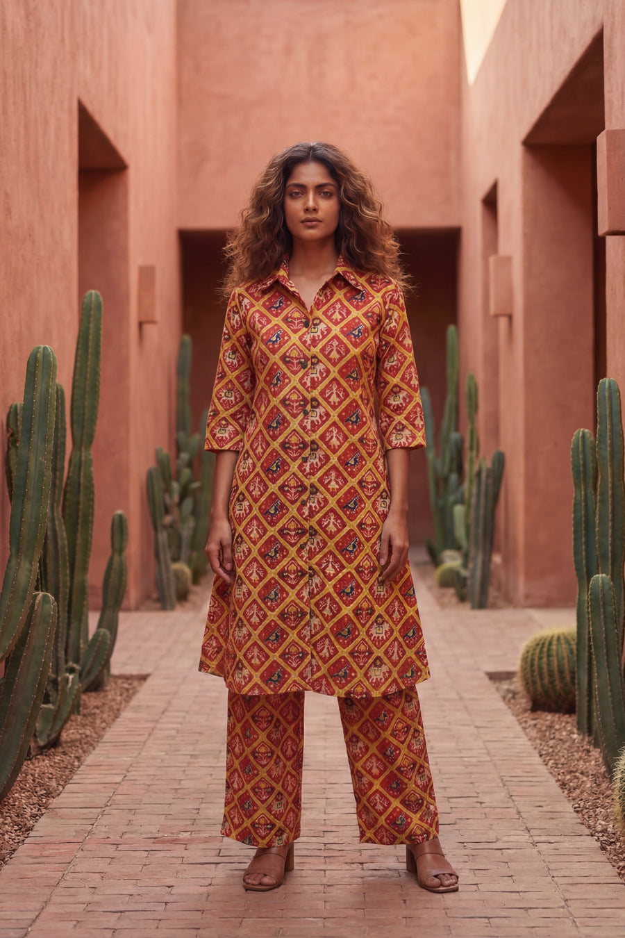 Crimson Ikat Heritage Cotton Co-ord Set — image 6