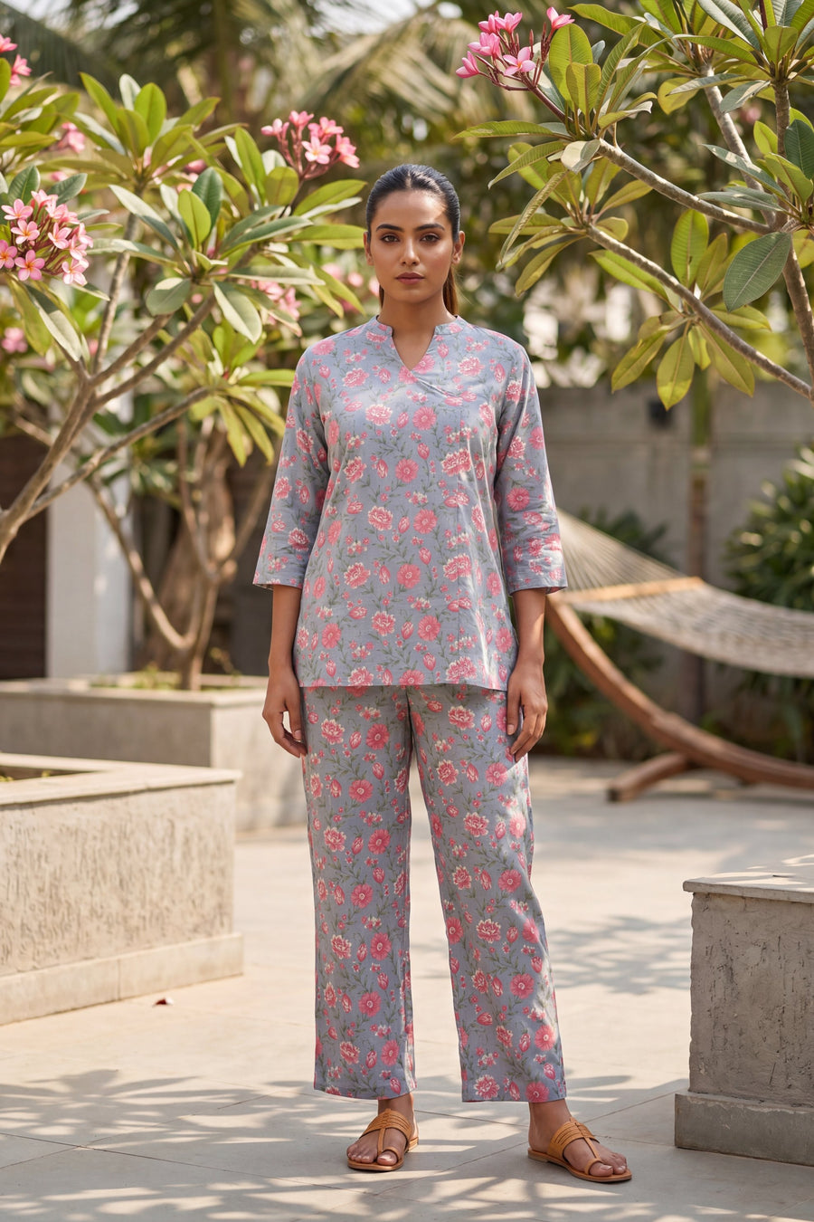 Rosewood Cluster Slate Blue Floral Cotton Co-ord Set — image 8