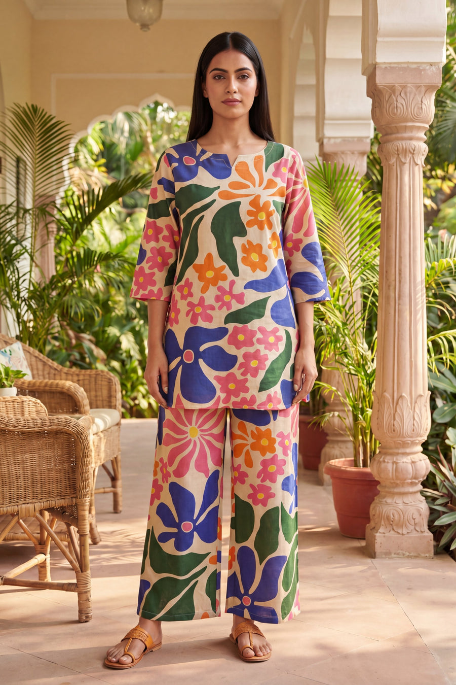 Cream Bloom Cascade Floral Cotton Co-ord Set — image 7